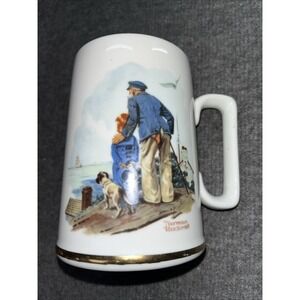 Vintage‎ 1985 Norman Rockwell Museum Looking Out to Sea Ship Coffee Cup Mug